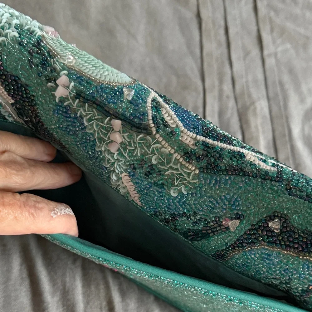 Teal Sequin Women's Bag - Picture 3 of 4